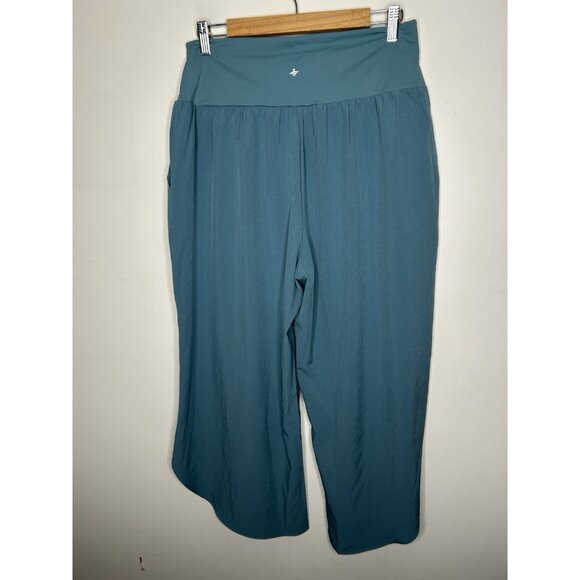 Halara Breezeful Blue High Rise Crossover Waist Cropped Pants Size Large Petite - Picture 4 of 9